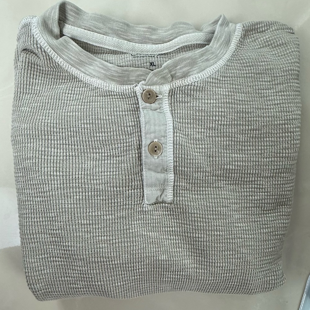 Roundtree & Yorke Casuals Oatmeal Long Sleeve Henley Tee